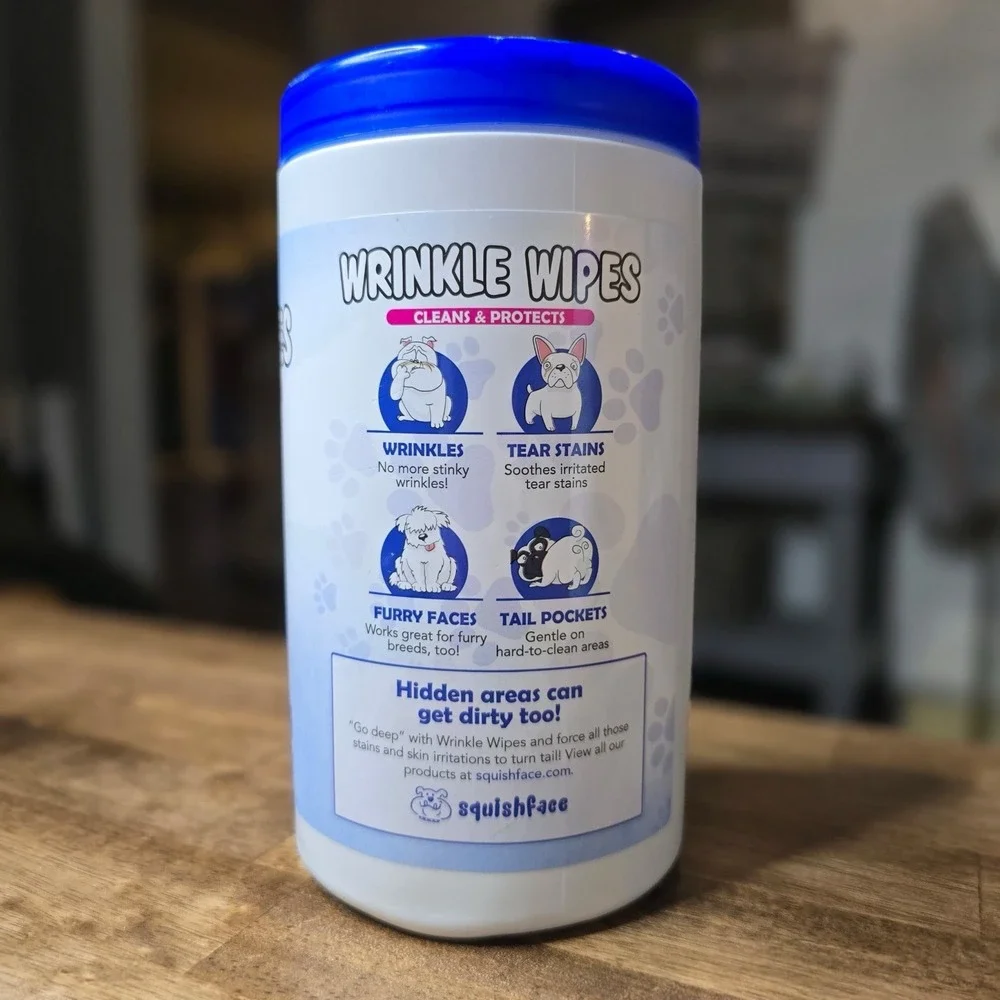 Squishface Wrinkle Wipes Dog Tear Stain Face Fold Cleaning Wipes 80 Count NEW
